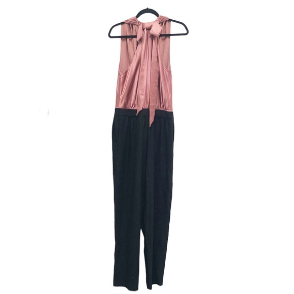 NWT Reiss Harley Draped Satin Bow Back Sleeveless Straight Leg Jumpsuit - Picture 4 of 9